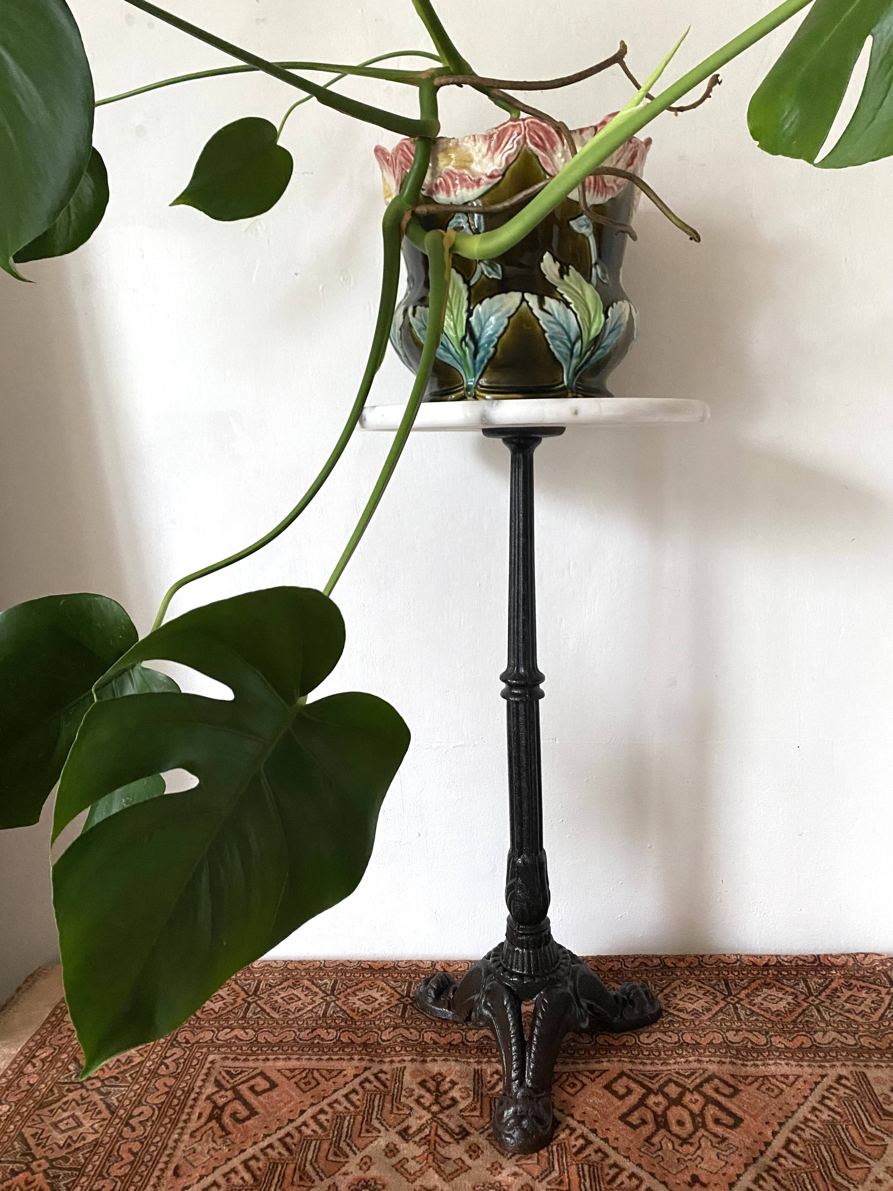 Marble bistro pedestal table, plant holder