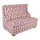 Banquette en tissu Vichy capitonné mauve et crème, France, 1970