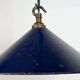 Industrial British Dark Blue Enamel Factory Pendant Lamp, 1950s
