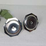 Pair of silver-plated metal candlesticks