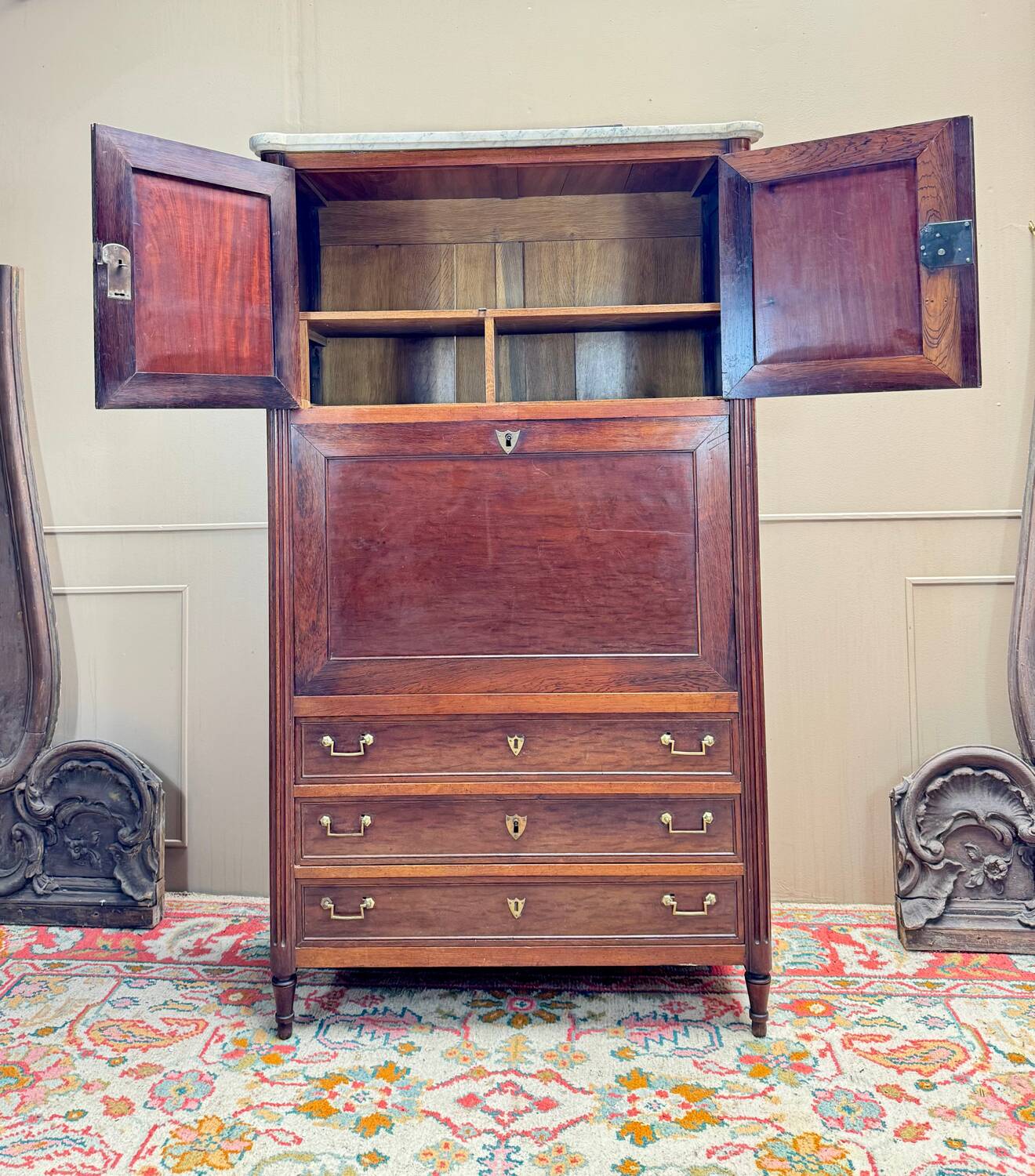 Louis XVI Mahogany Guillotine Secretary, 18th Century