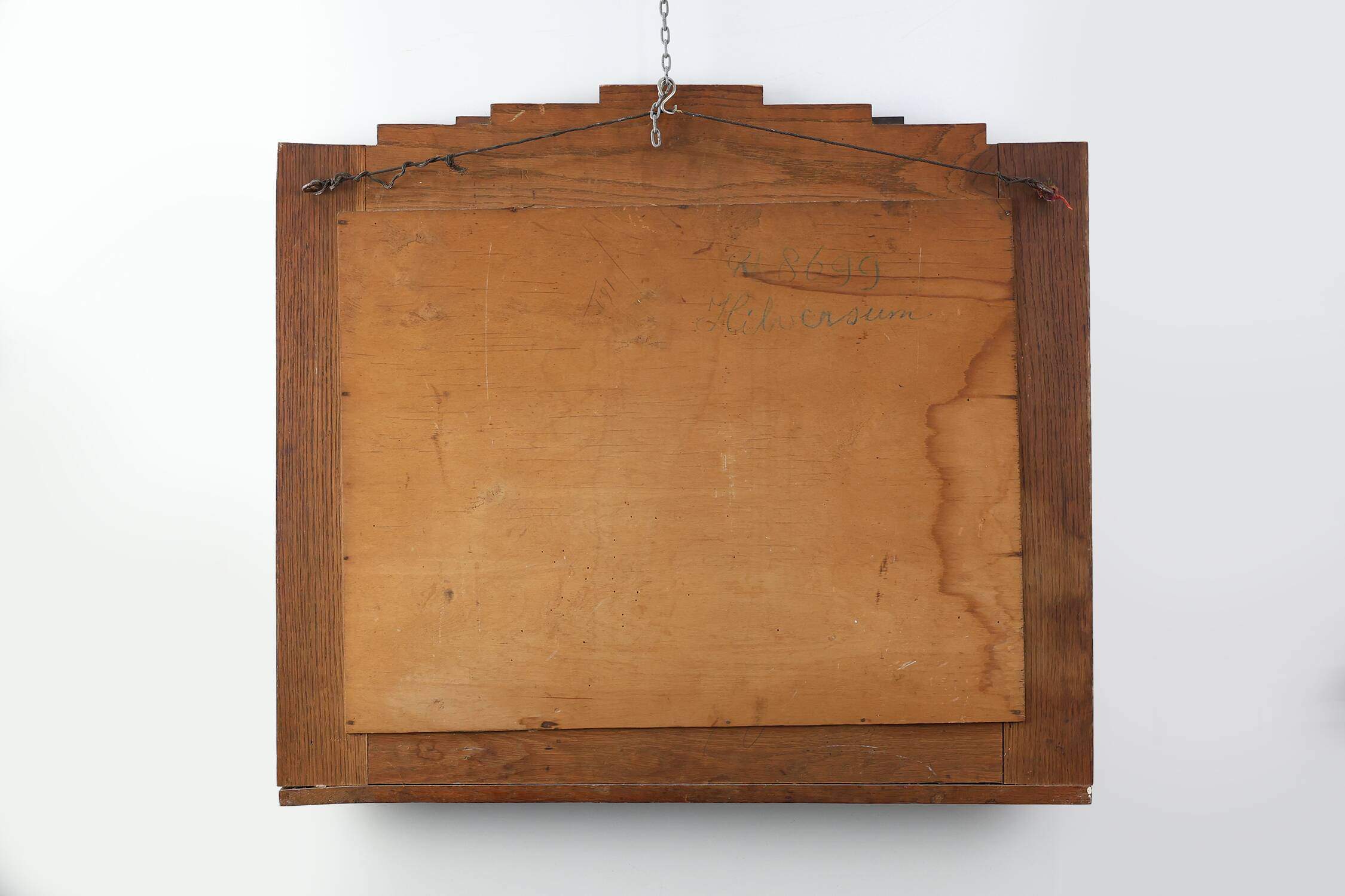 Amsterdam School style solid Oak Mirror, The Netherlands ca. 1915
