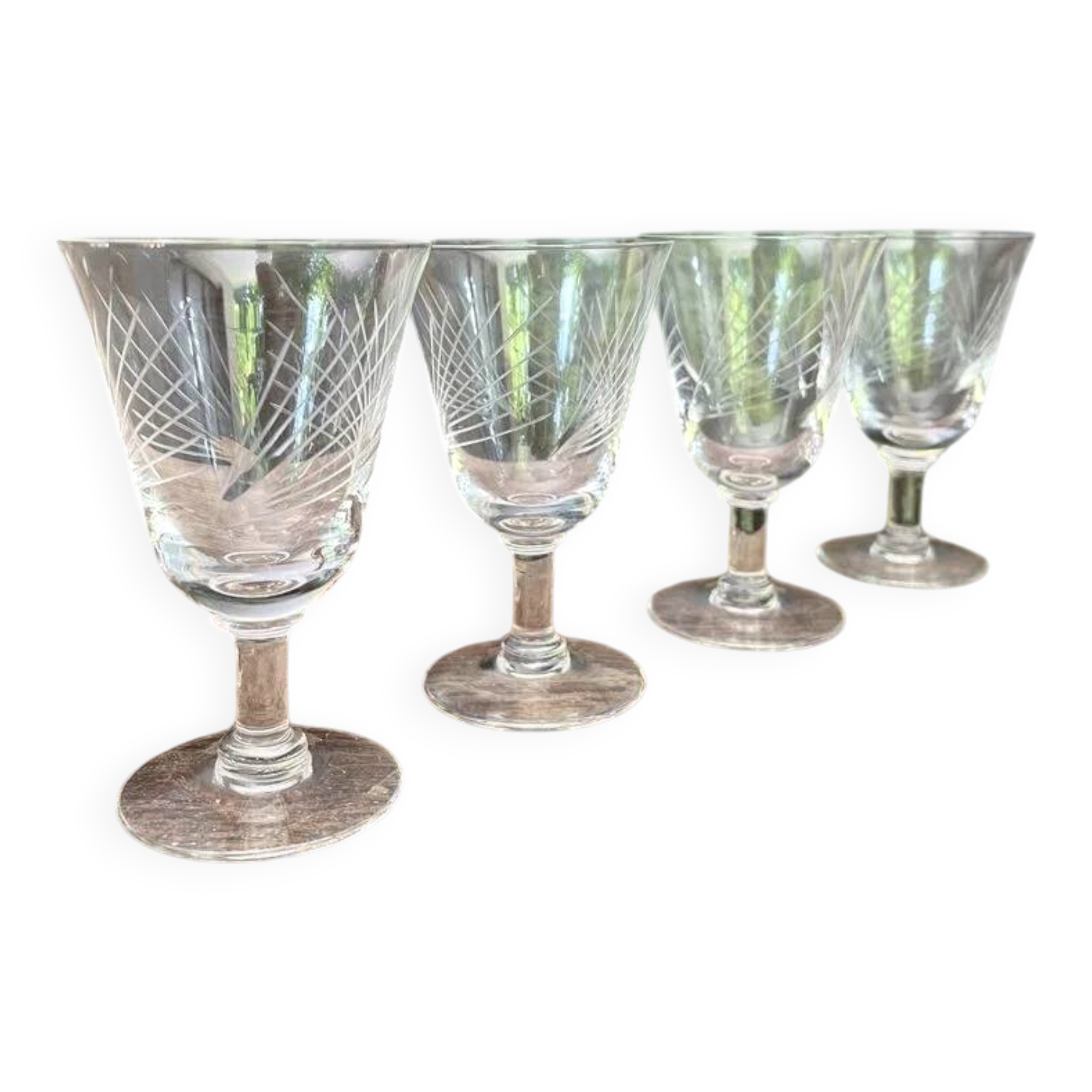 Chiseled crystal wine glasses