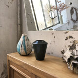 Blue duck speckled ceramic vase