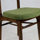 Green olive boucle dining chair from rajmund halas, 1970s,