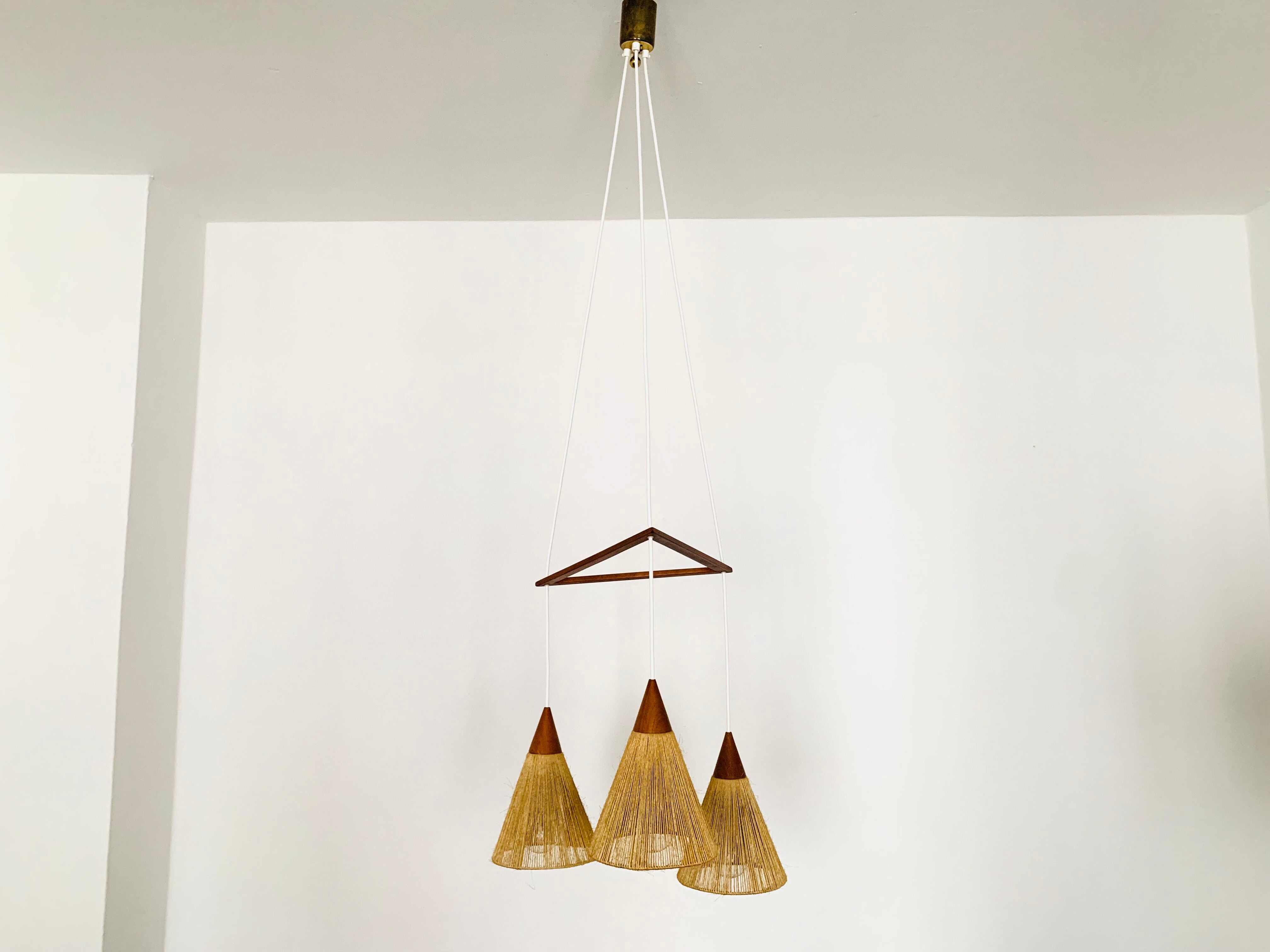 Teakwood and Sisal Cascading Lamp by Temde