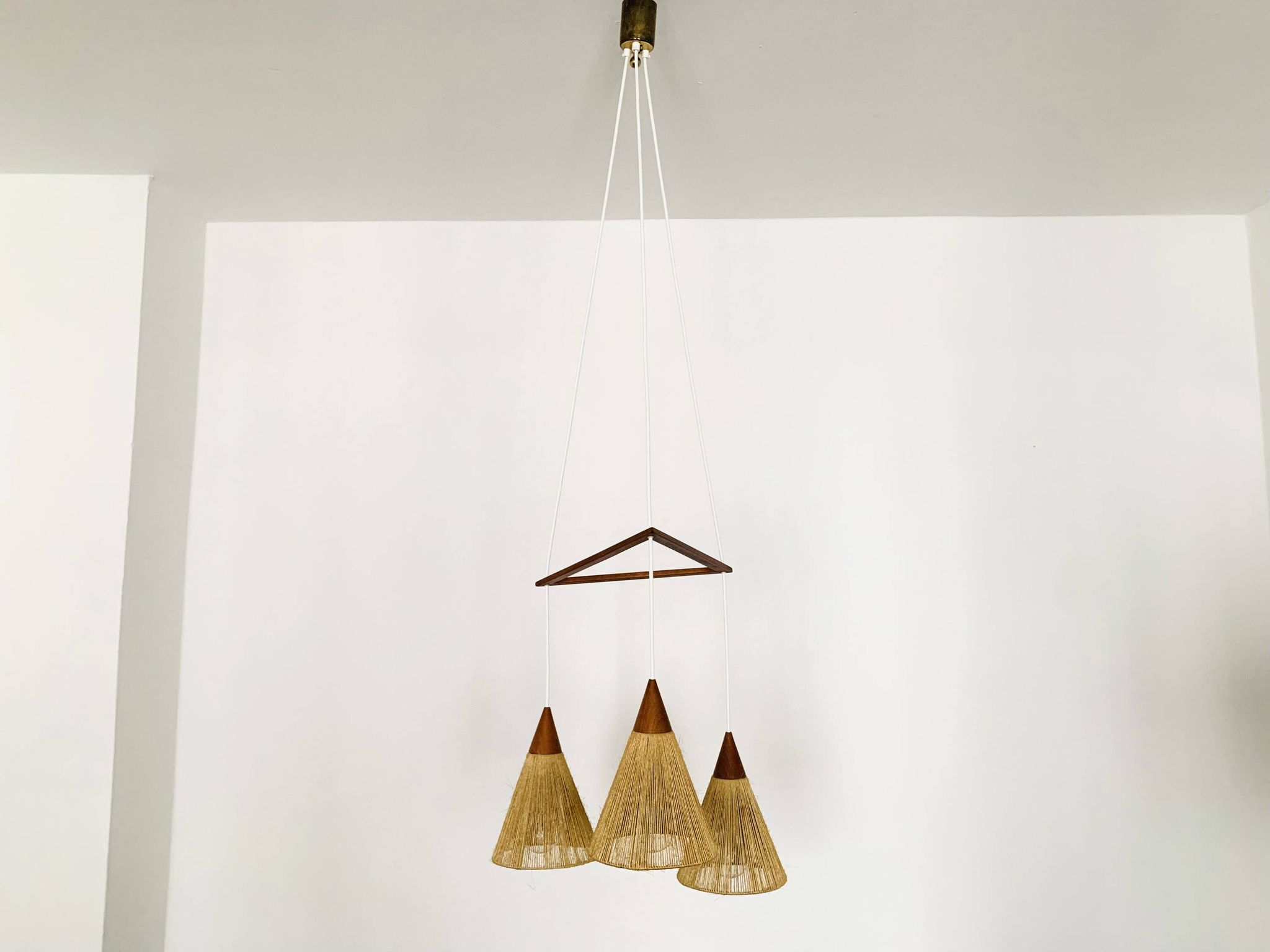 Teakwood and Sisal Cascading Lamp by Temde