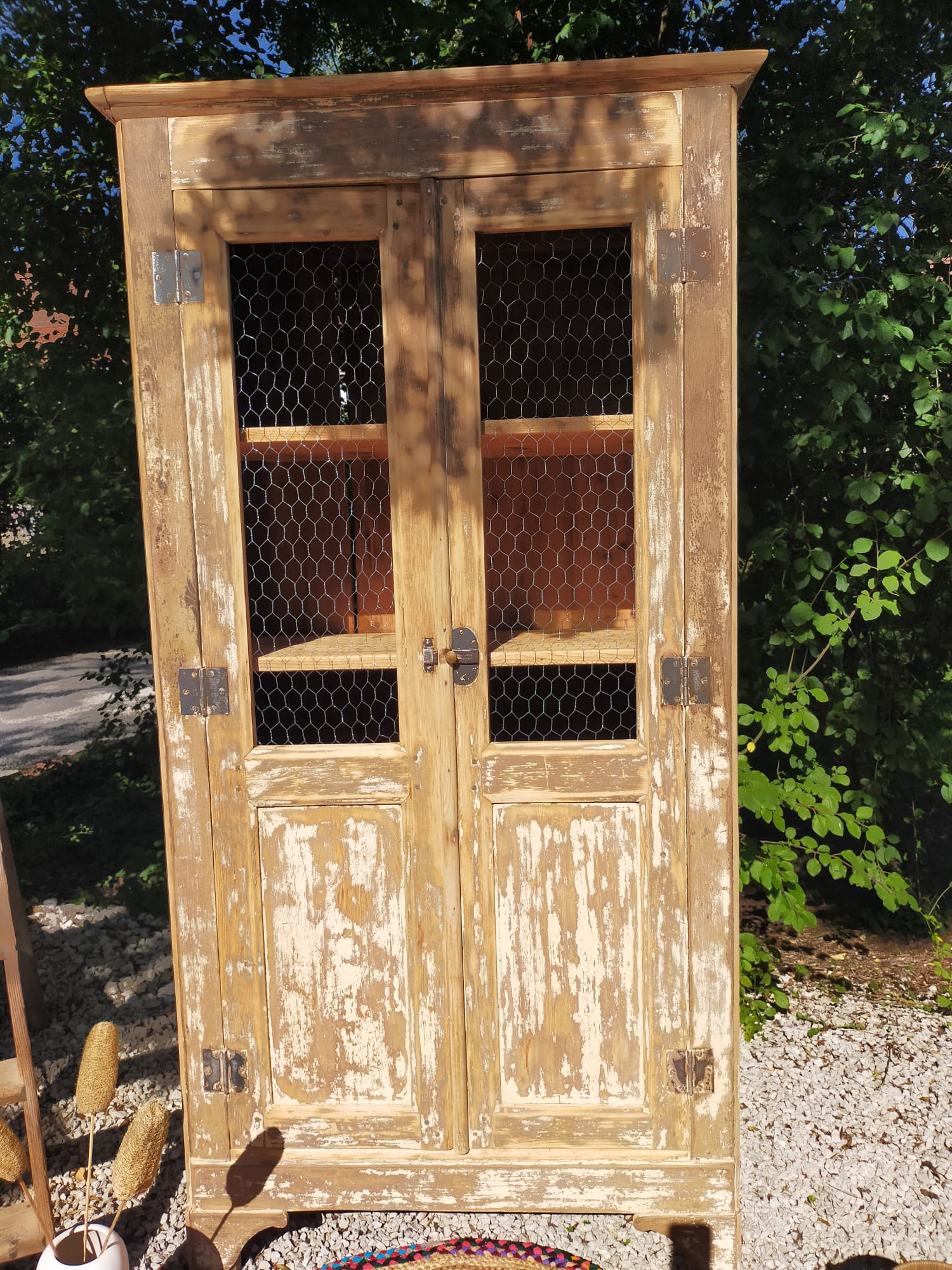 Renovated antique wooden wardrobe