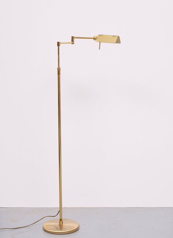 Lampadaire à bras pivotant en laiton Holtkoetter, Allemagne, années 1980