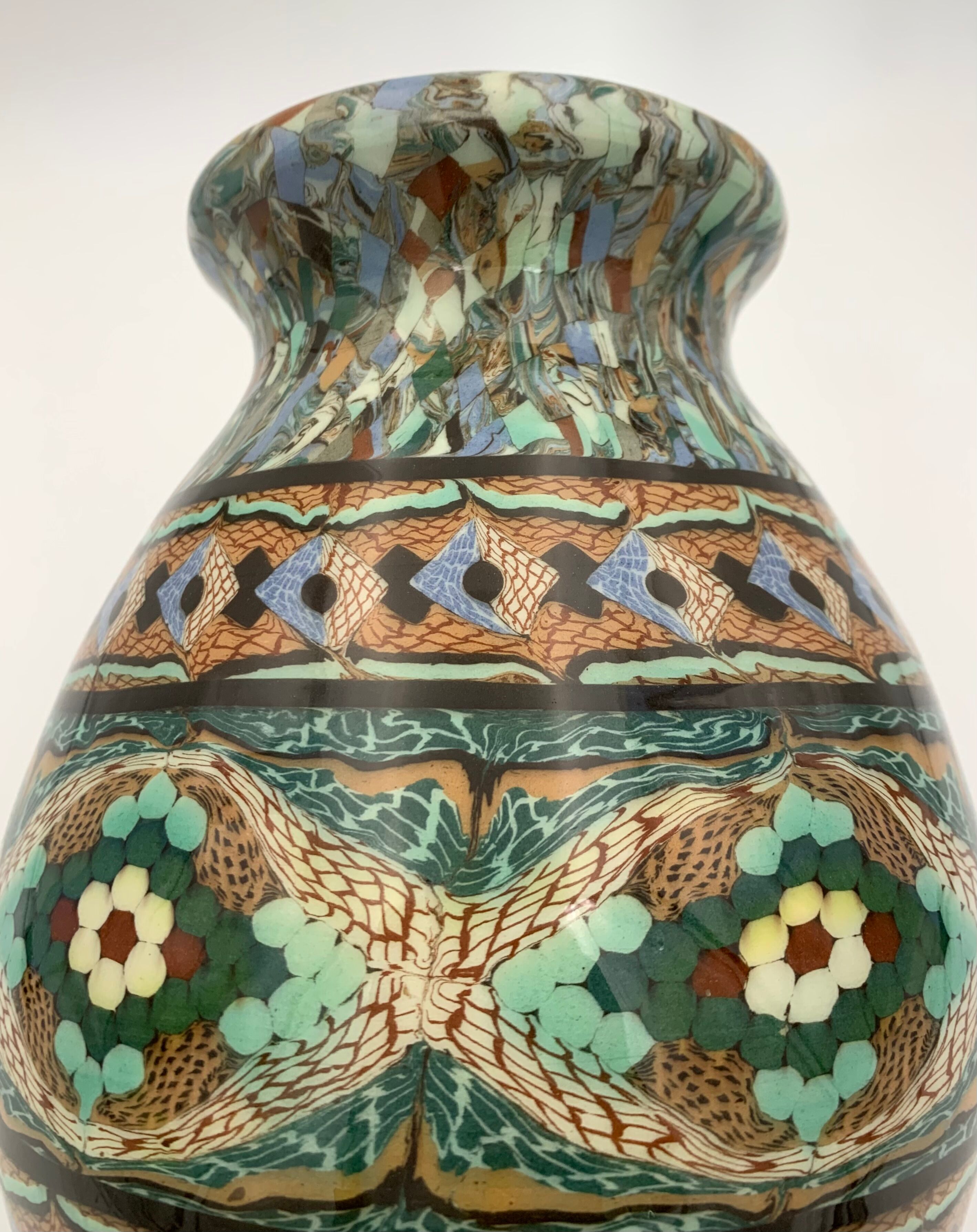 Vintage vase jean gerbino, vallauris ceramic "mosaic of mixed earths