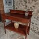 Antique mahogany console with drawer and shelf, French serving table, circa 1900.