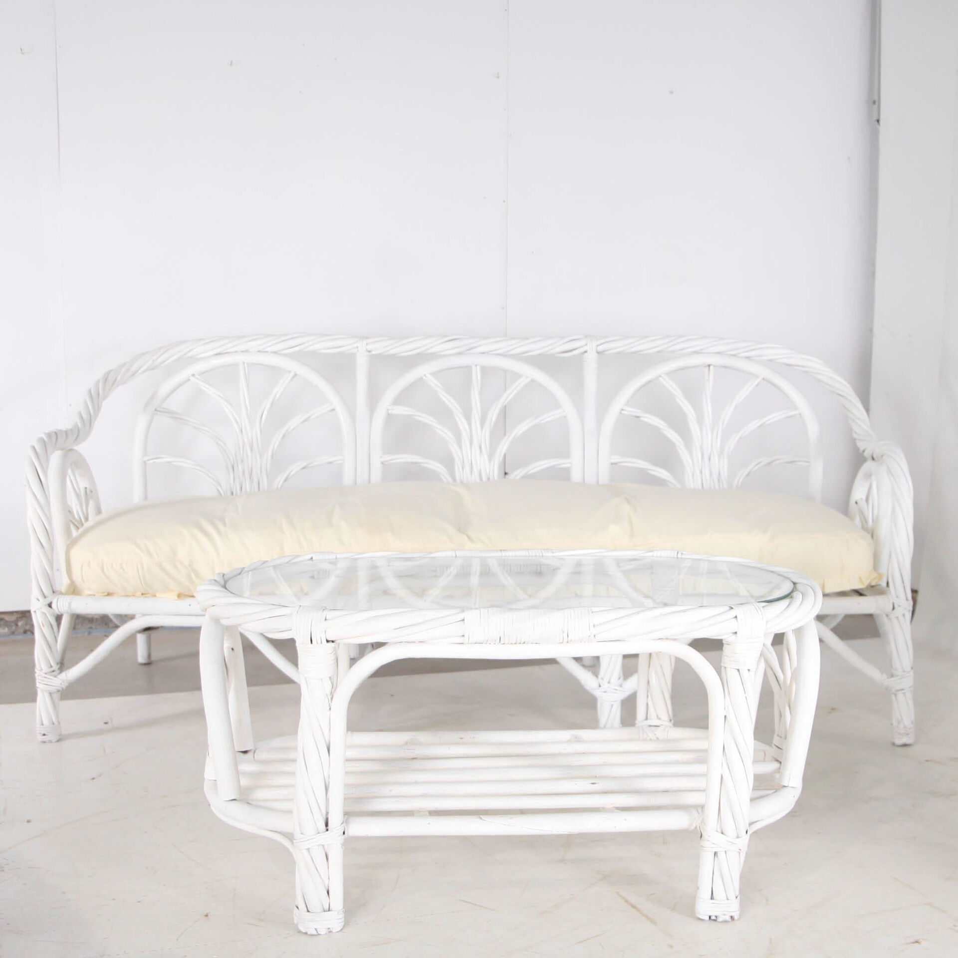 Bleached rattan living room