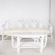Salon en rotin blanchi