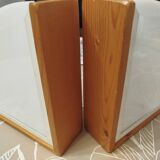 Pair of postmodern wood and plexiglass wall lights from the 1980s.