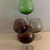 4 verres à cognac colorés