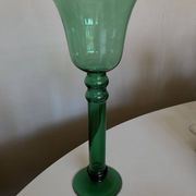 XXL tulip candle holder in blown green glass from the 1960s