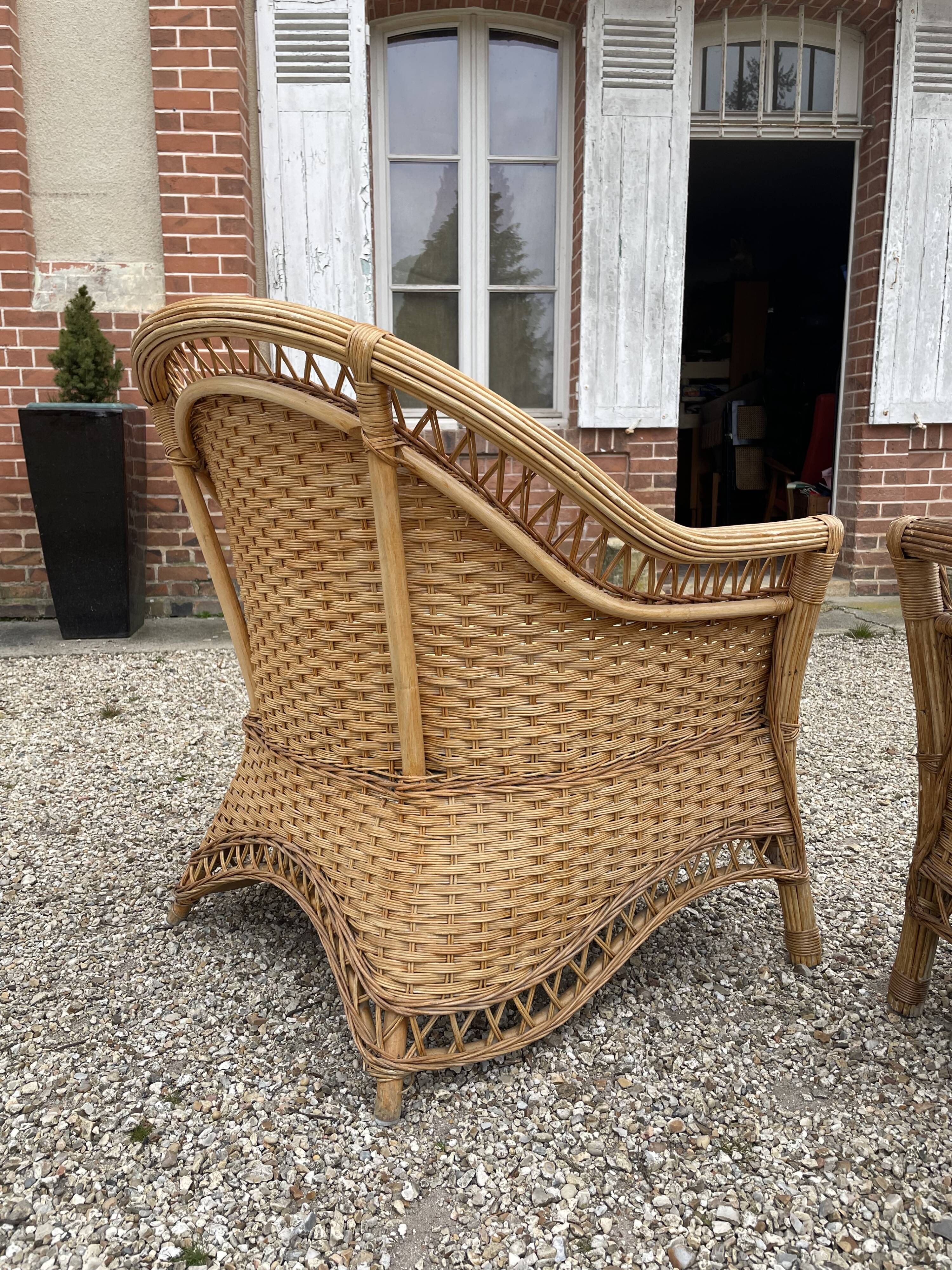 Salon de jardin en rotin 1980