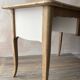 Antique 2-drawer desk in raw wood and beige, renovated.