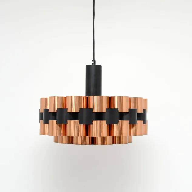 Copper lamp designed by Wener Schou for Coronell Elektro, 1970s