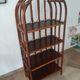 Vintage library 4 levels - wood, bamboo and rattan - retro 80s