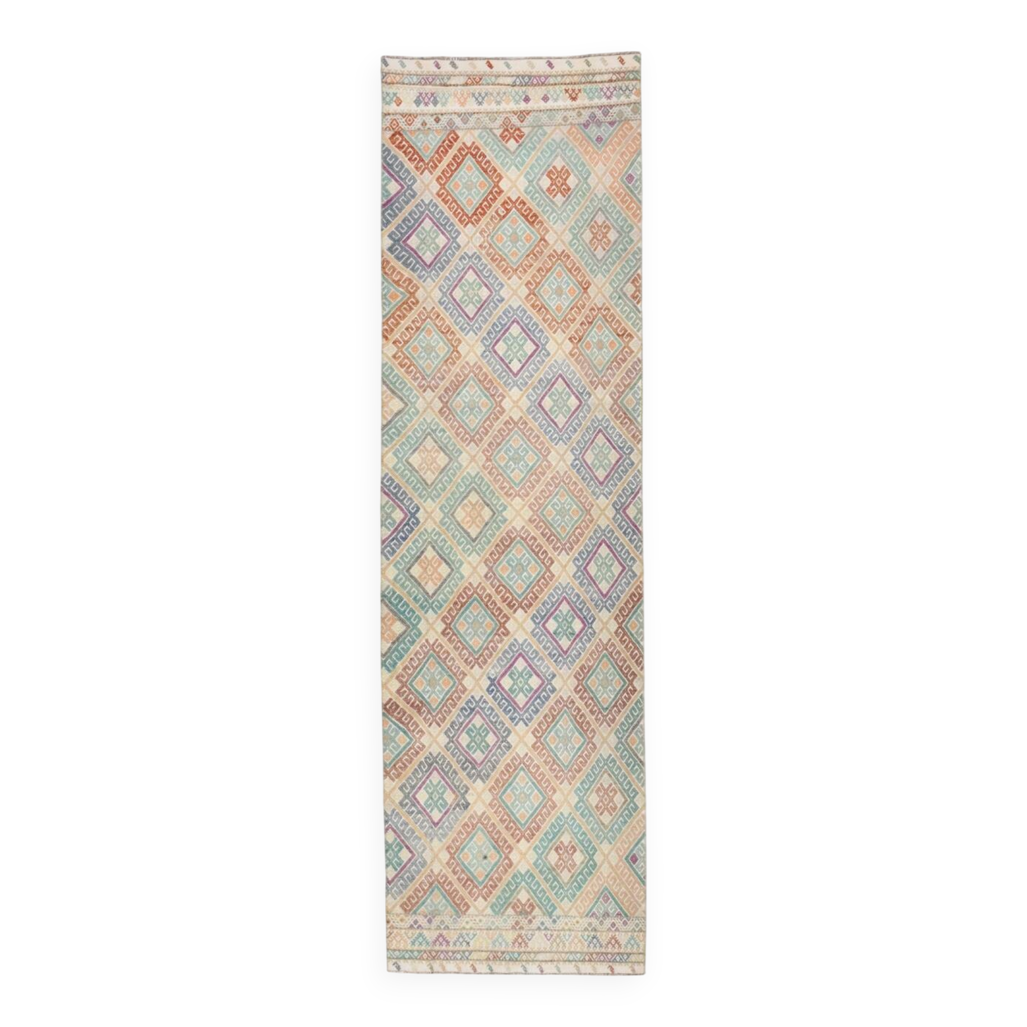 3x9 Soft Pastel Kilim Runner Rug, 81x286Cm