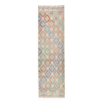 Tapis de couloir Kilim aux couleurs pastels