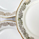 8 Flat plates porcelain white gilded CHAUVIGNY LIMOGES