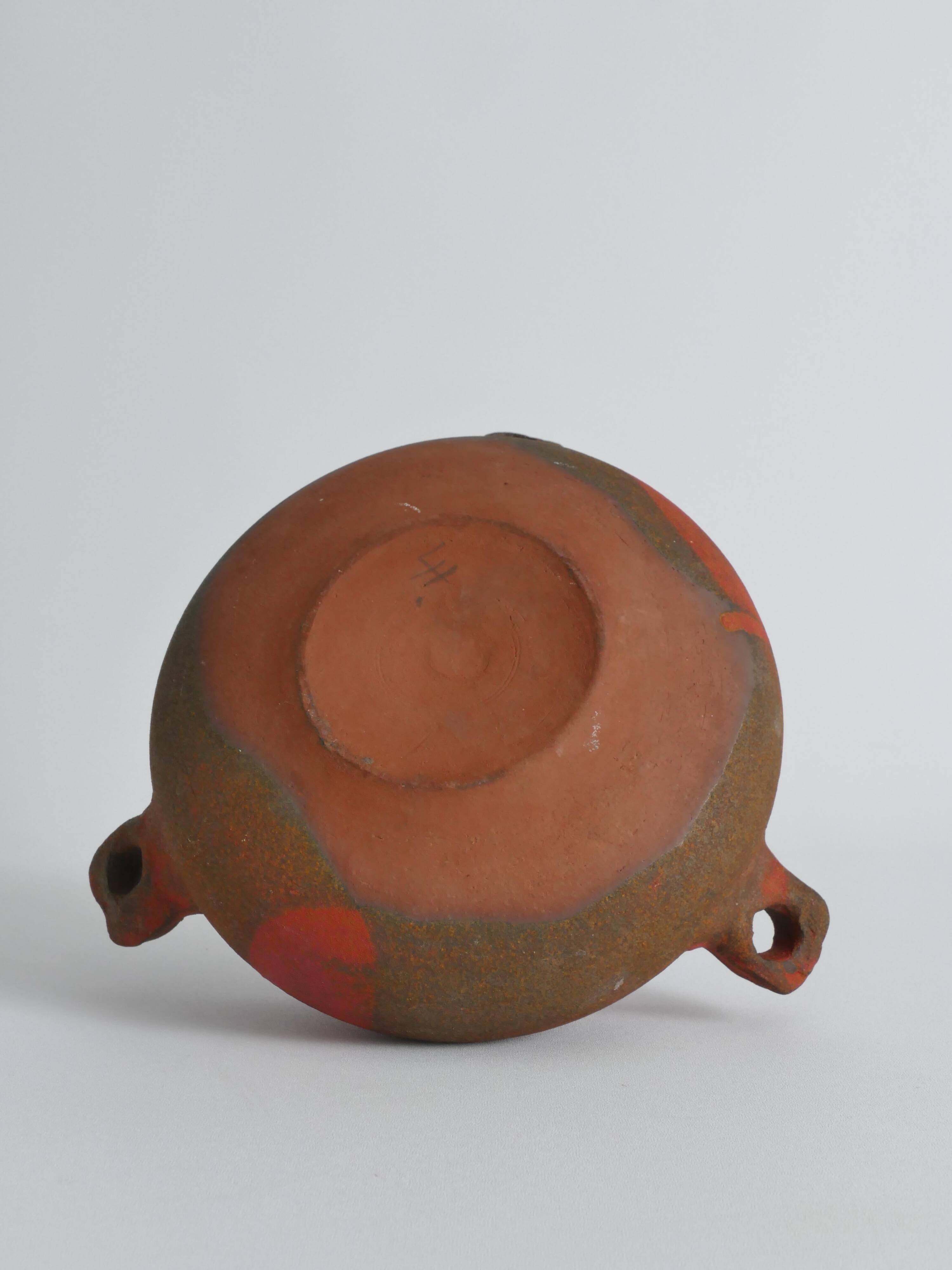 Studio Pottery Three-Handled Earthenware Ceramic Vessel