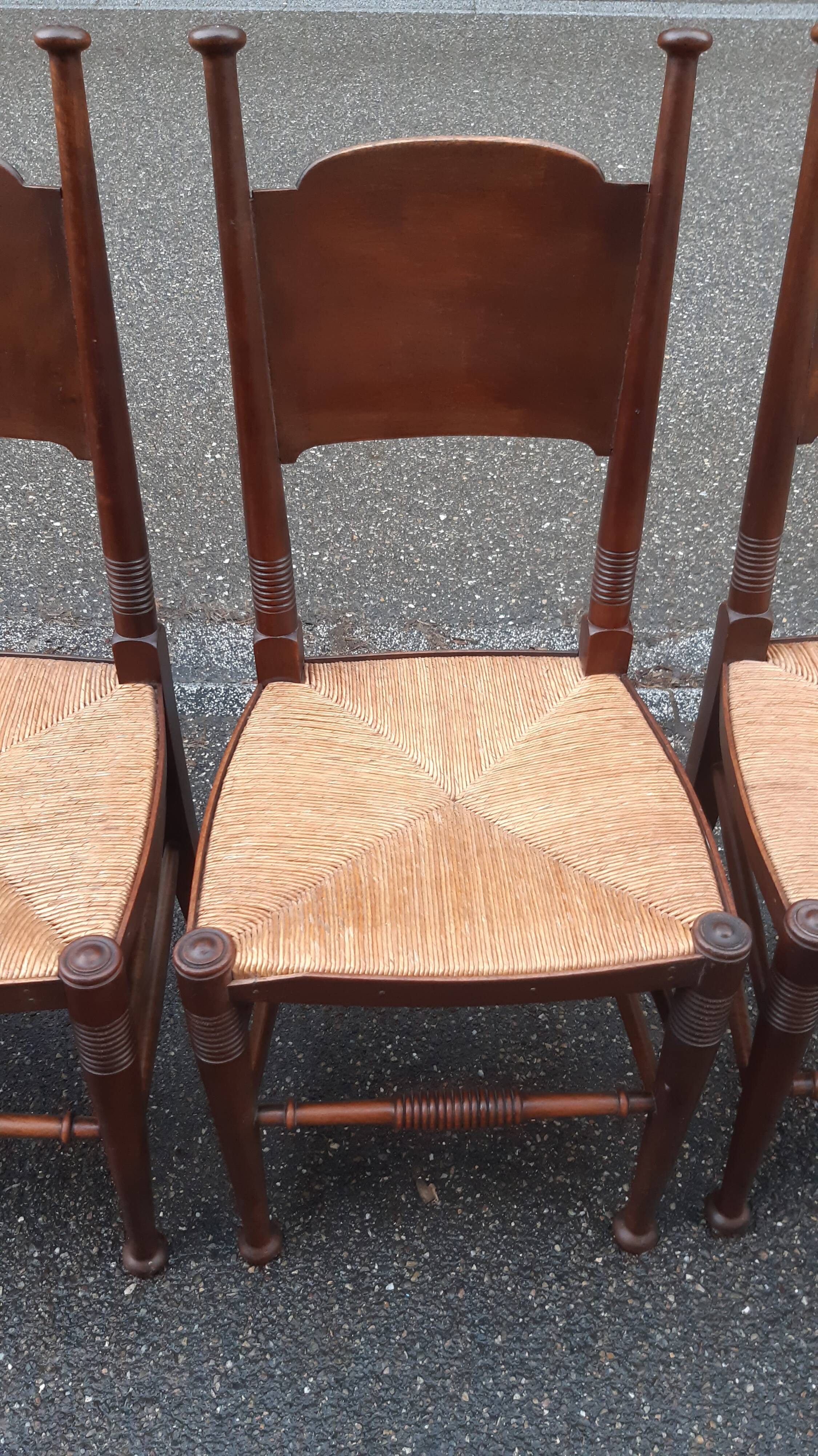 6 chaises Arts & Crafts par William Birch & E.G. Punnett