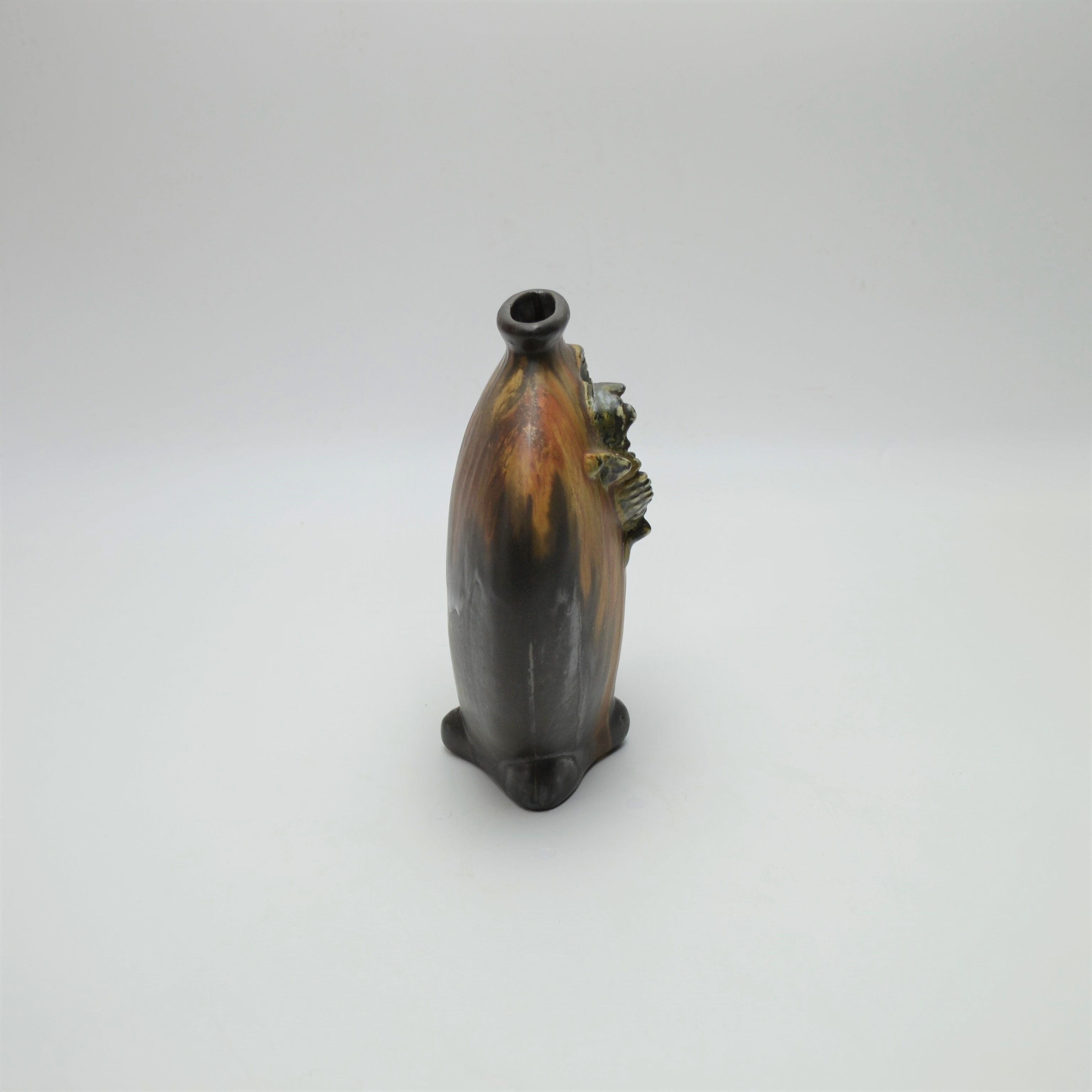 Gilbert Méténier's flamed sandstone newt bottlened vase
