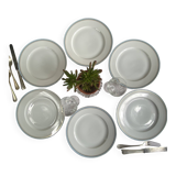 6 flat plates, antique porcelain from the Couleuvre factory.