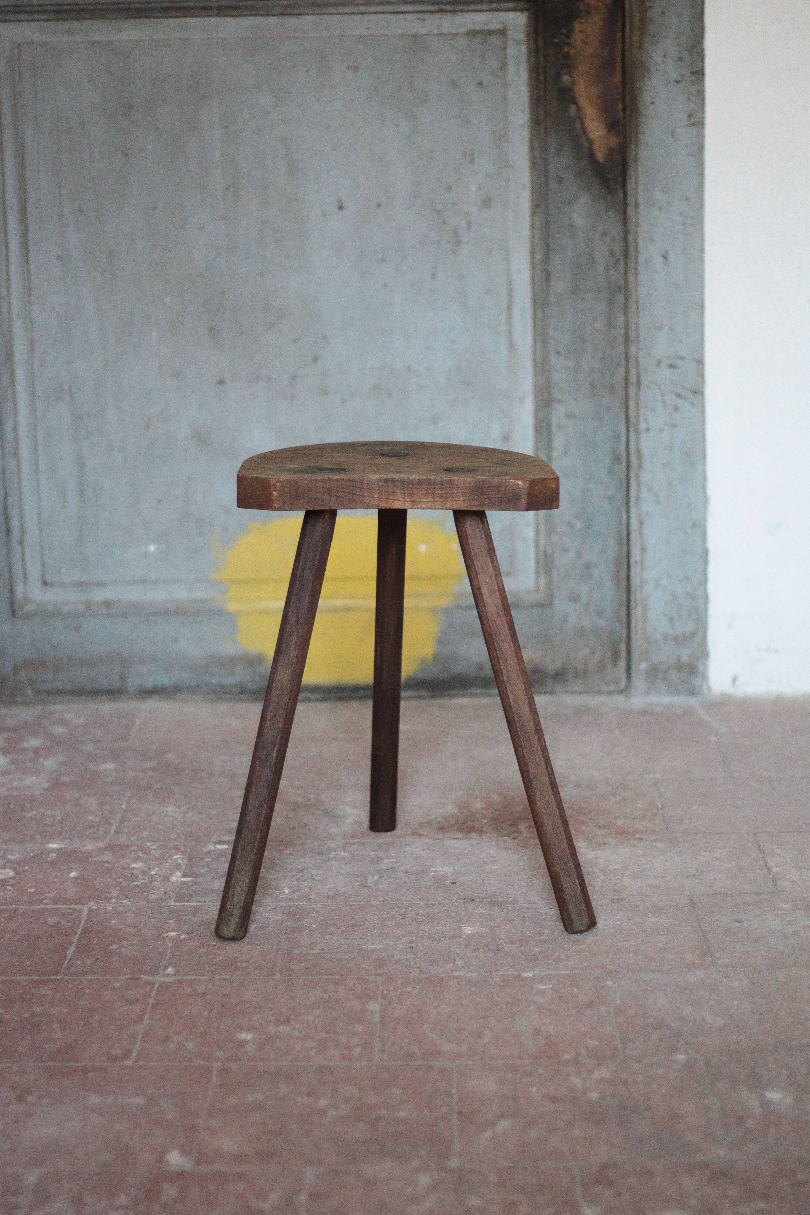 Tripod stool, wooden stool, milking stool, antique stool