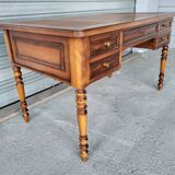Louis Philippe style center-middle minister's desk in wood and leather