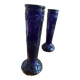 2 vintage cobalt blue pressed glass vases