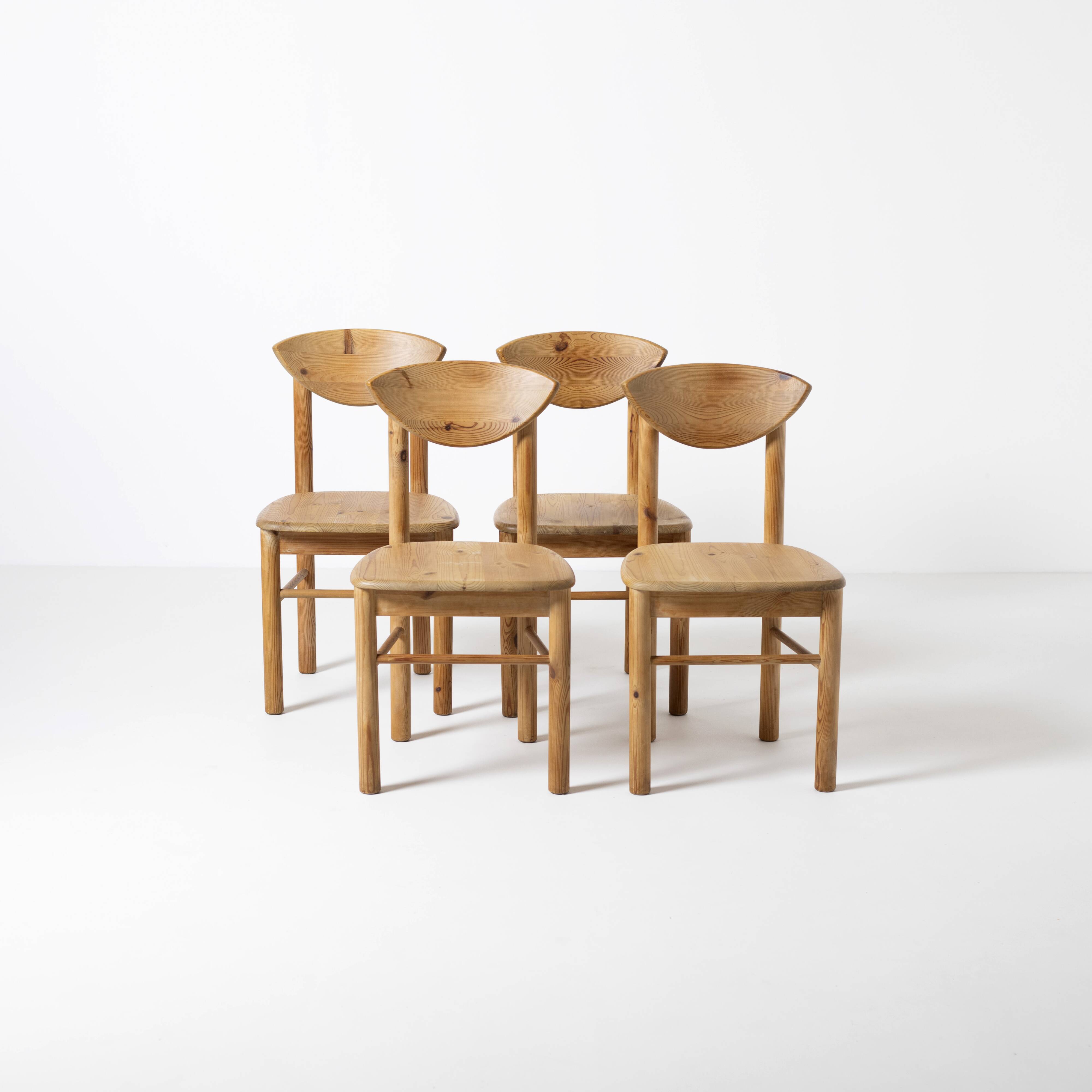 Set of 4 pine dining chairs attributed to Rainer Daumiller, Denmark, 1970s