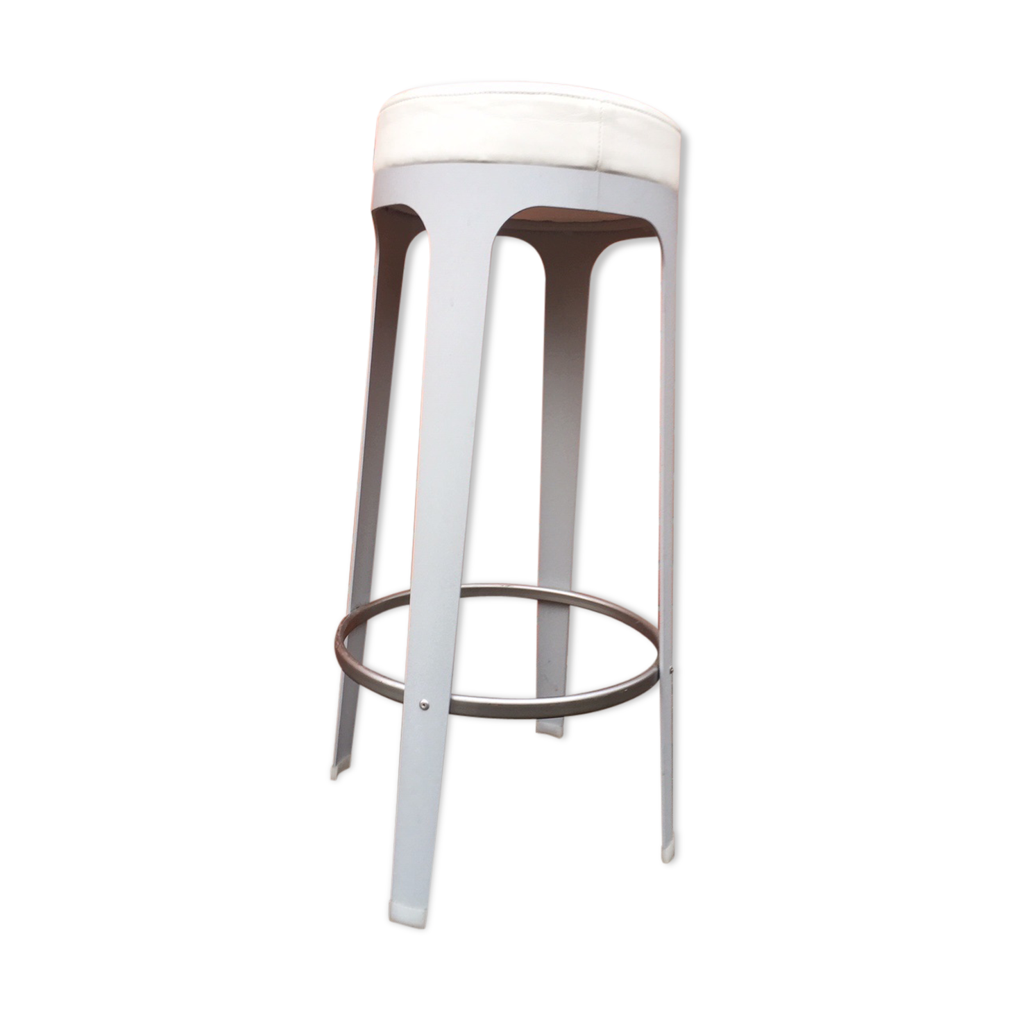 Leonardo Rossano metal and leather stool for Lapalma, Italy