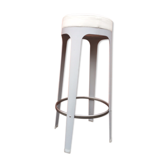 Leonardo Rossano metal and leather stool for Lapalma, Italy