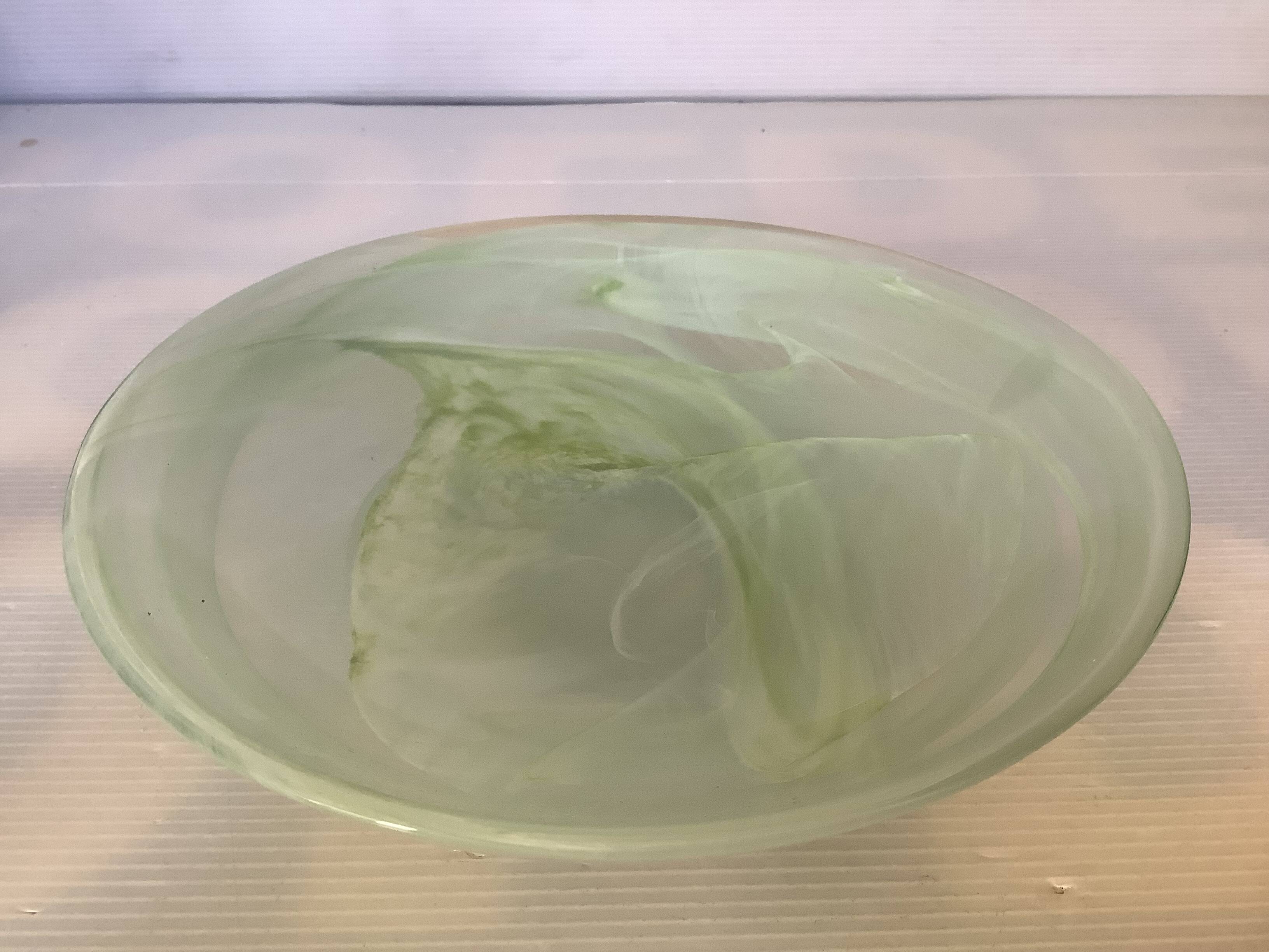 Large green pâte de verre dish.