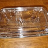Vintage glass butter dish Pyrex Cow pattern