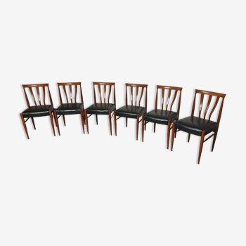 Suite de 6 chaises scandinaves en teck Mid-Century