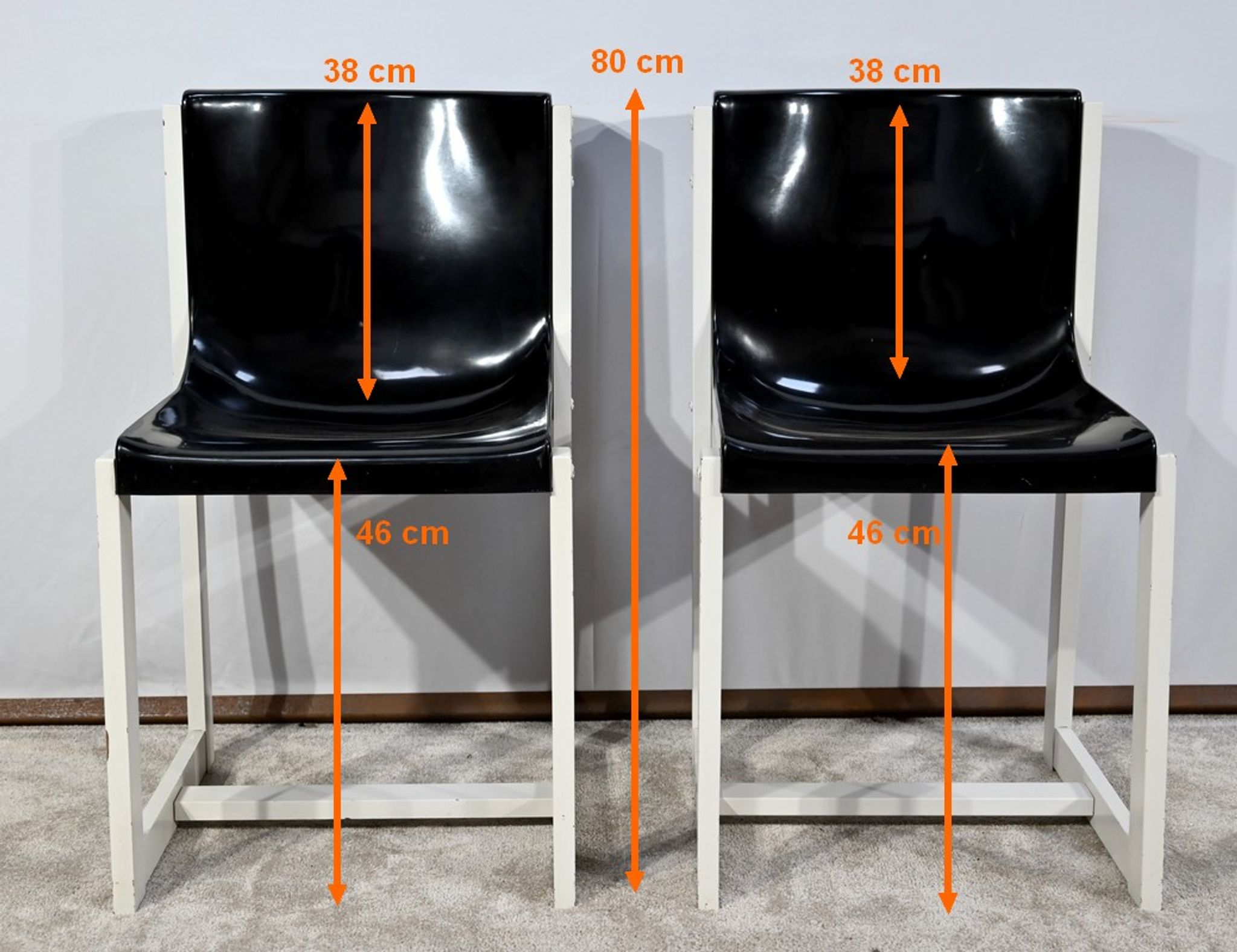 Pair of Lacquered Wooden chairs, signed P.Gautier -1960
