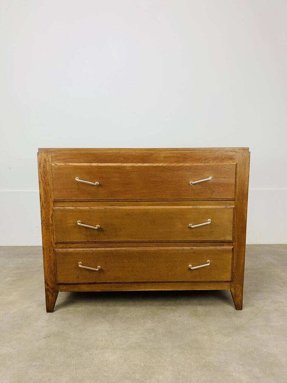 Wooden chest of drawers, splayed legs from the 1950s, vintage