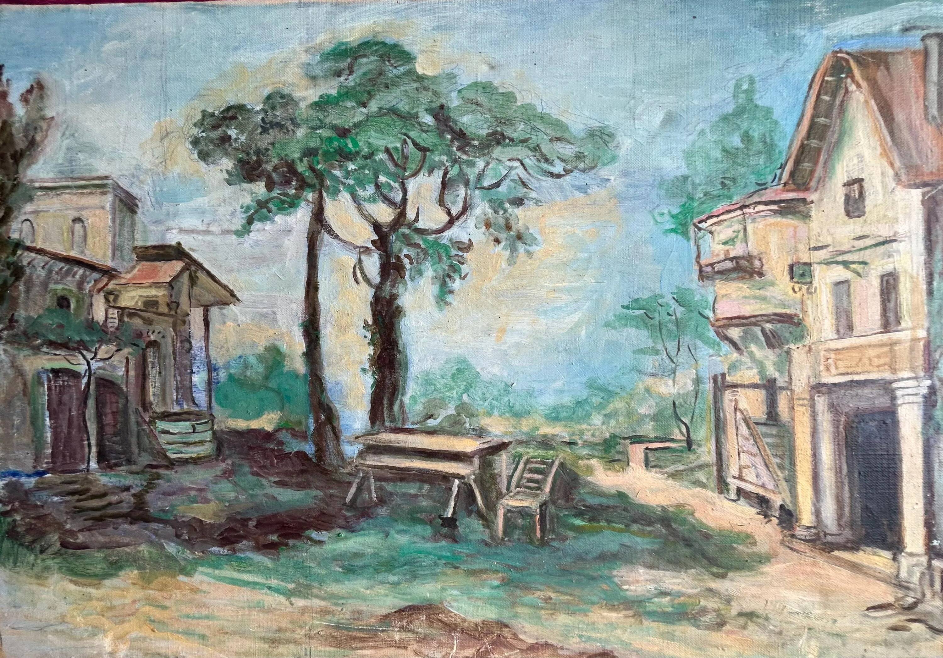 French Provence Landscape Vintage Oil Painting