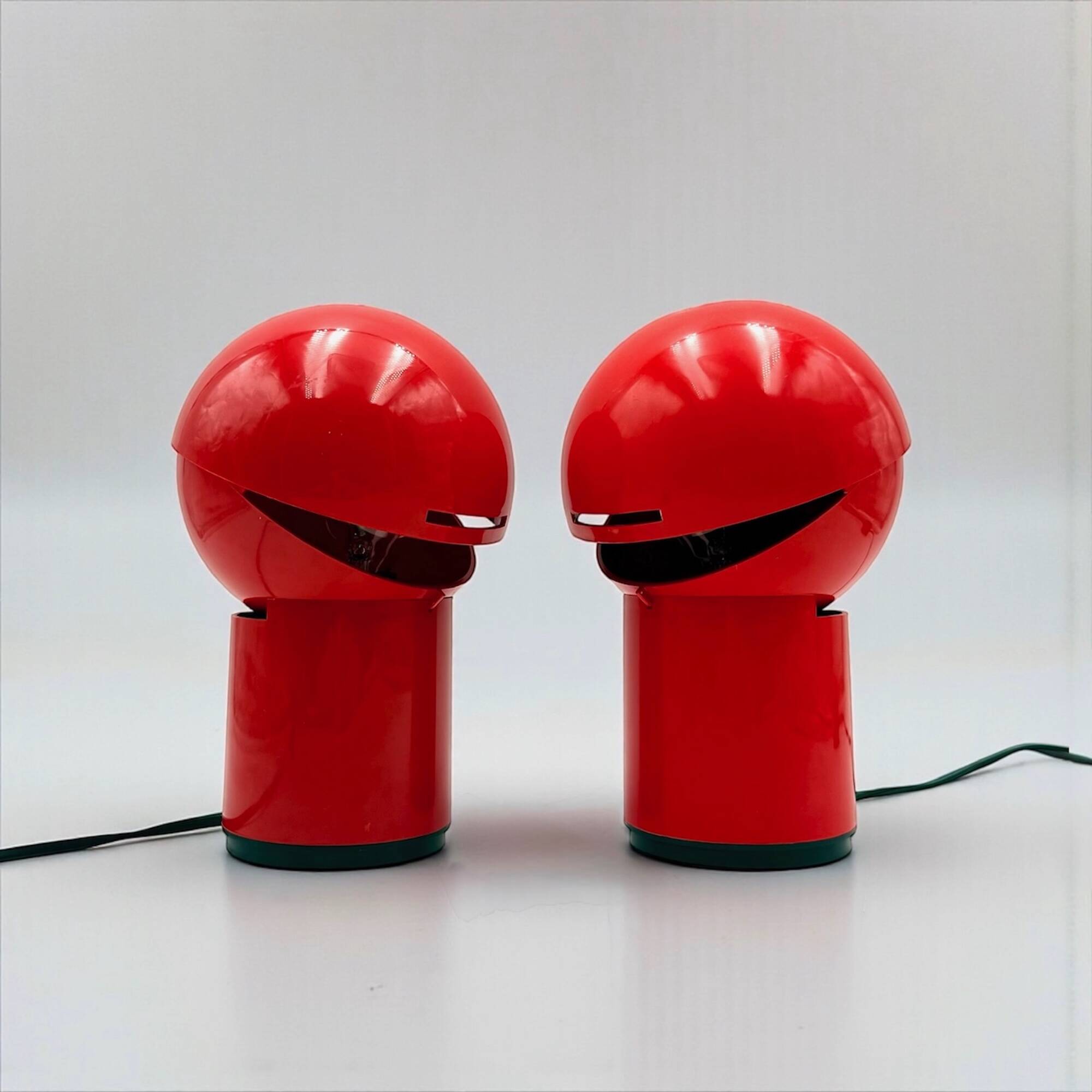 Paire de lampes Asteroidi Space Age rouges, Italie années 70