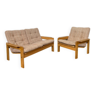 Ensemble canapé fauteuil scandinave teck clair 1960 Denmark Sweden