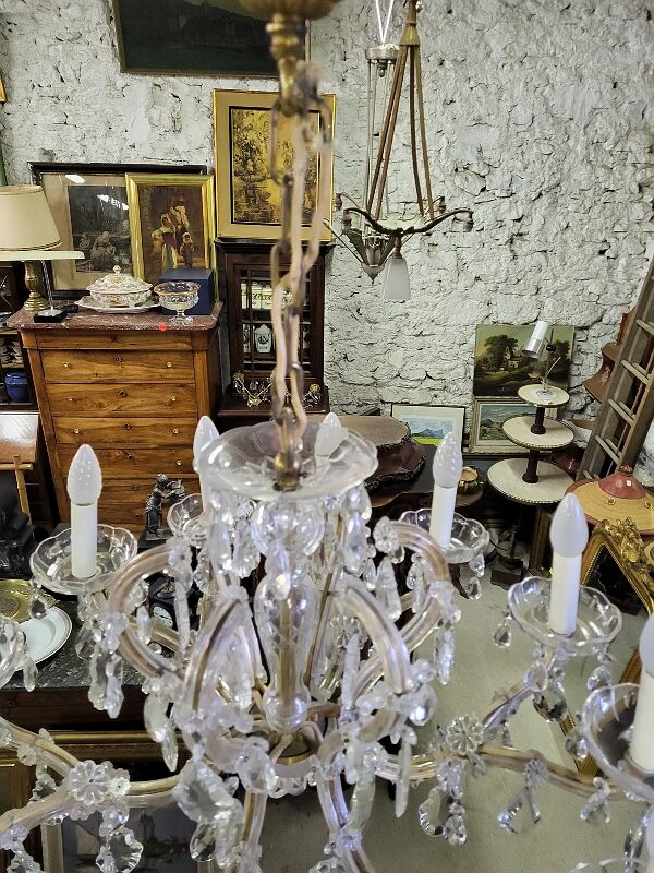 Lustre pampilles gaine de verre 12 ampoules