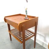 Teak fineer nachtkastjes set met lade uit Zweden