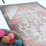 4x9 handmade distressed wool vintage rug 267x129cm