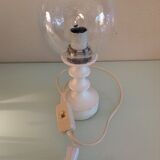 Glass globe bedside lamp/ vintage 60s-70s