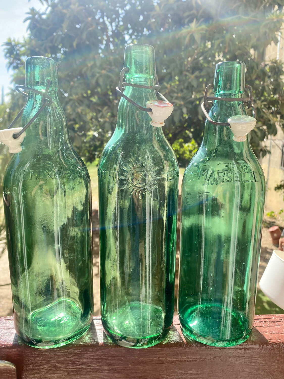 Lot of 3 old beer bottles from Marseille
